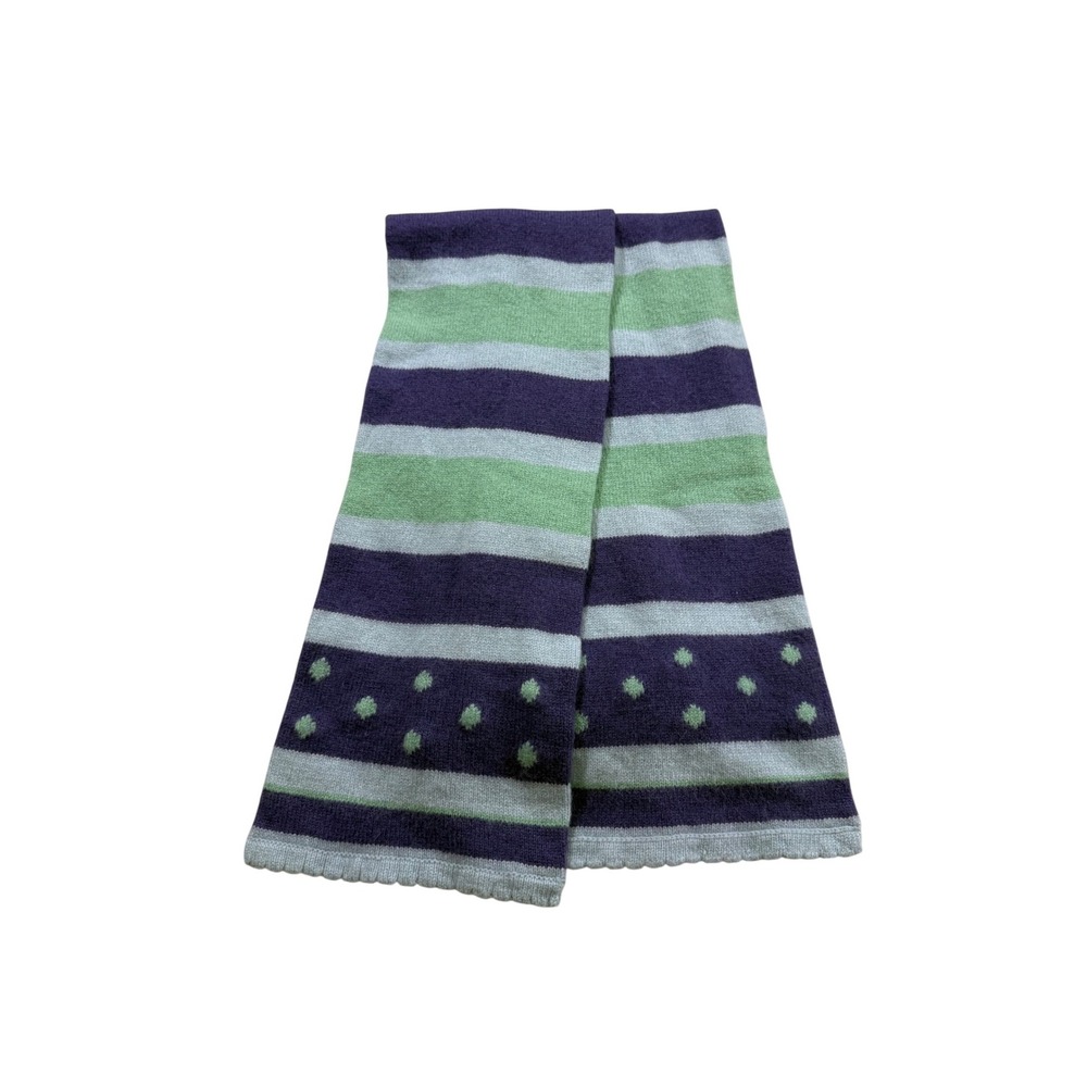 American Eagle Scarf Purple Green Striped Polkaโ Dot Wool Cashmere Blend Y2K